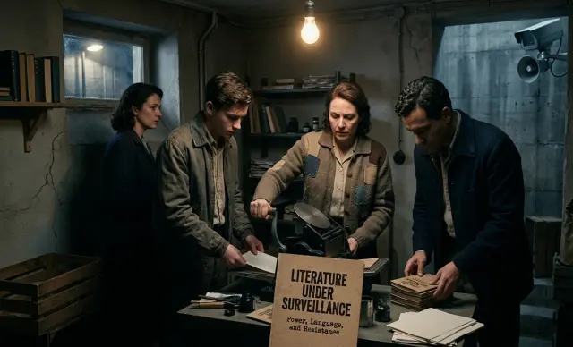 The underground production of forbidden narratives: literature as a form of resistance against the mechanisms of total surveillance and the control of language.